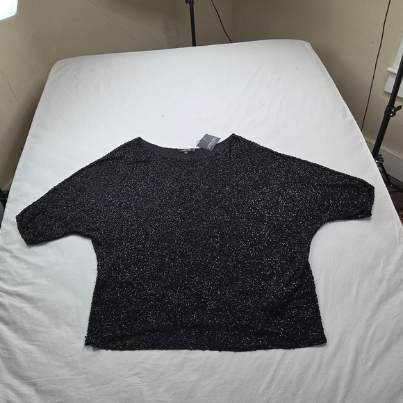 NWT Naeem Khan Timeless Black Beaded Tunic Top  XL Side Zippers Evening Party - Picture 12 of 15